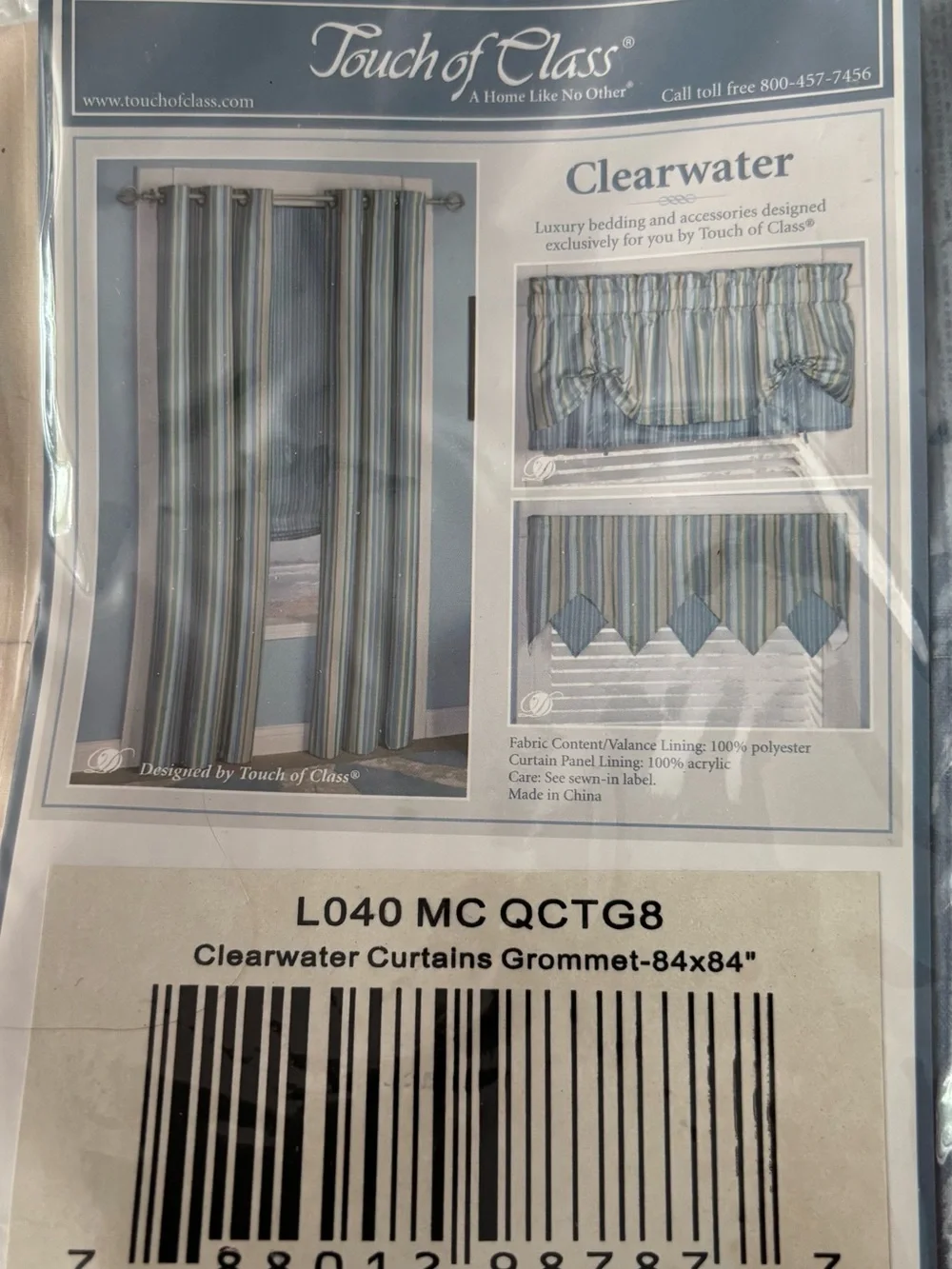 Striped Blue and Seafoam Green Grommet Curtain Panels Clearwater Coastal
